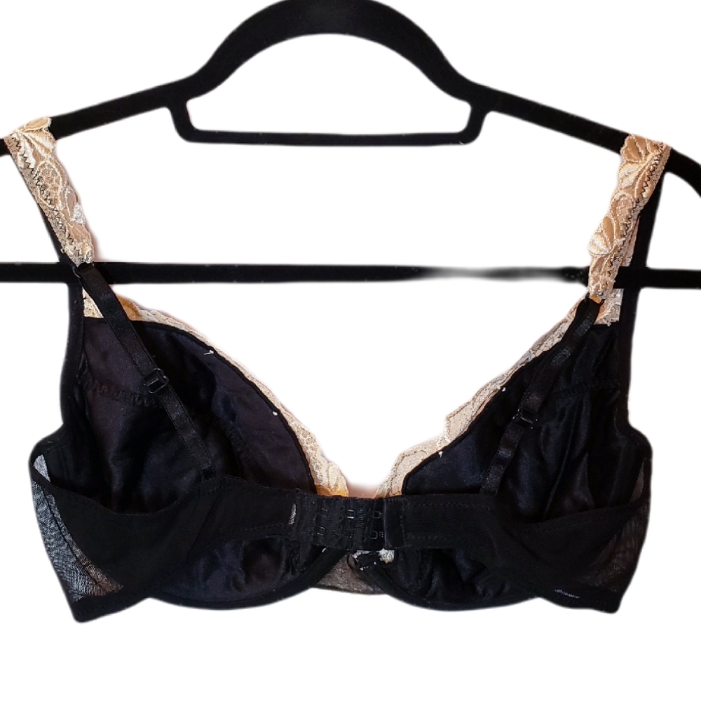 Victoria's Secret Black Underwire Tan Lace Sz 36D - Picture 2 of 5